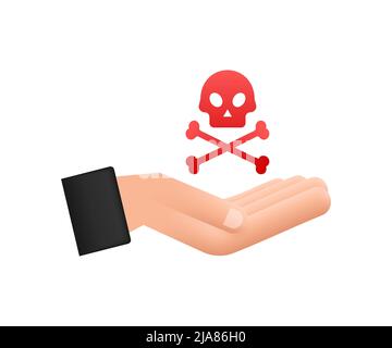 Danger sign in hands on white backdrop. Vector illustration. Stock Vector