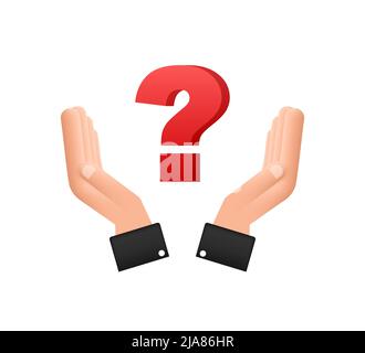 3d question mark in hands for concept design. Technology vector illustration. Abstract isometric illustration. Business vector icon. Stock Vector