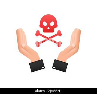 Danger sign in hands on white backdrop. Vector illustration. Stock Vector