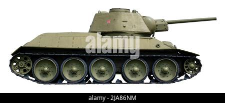 Isolated Red Army Soviet Tank On A White Background Stock Photo