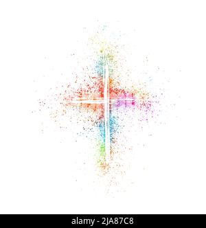Multicolored religious cross. Happy easter. Vector illustration Stock Vector