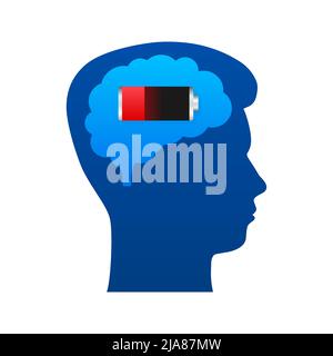 Brain, think loading concept with idea processed on a lightbulb bar. Vector stock illustration. Stock Vector