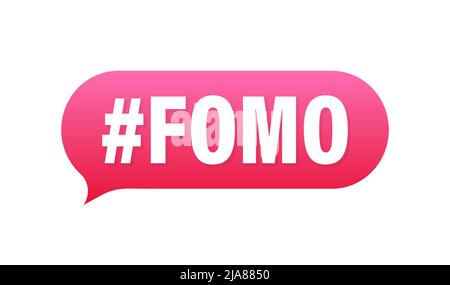 Modern hashtag fomo, great design for any purposes. Vector typography illustration. Flat cartoon vector illustration. Flat design. Social media Stock Vector