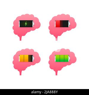 Brain, think loading concept with idea processed on a lightbulb bar. Vector stock illustration. Stock Vector