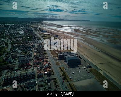 Rhyl Sea Front Seaside Aerial Drone From the Air Photos pics photography Stock Photo