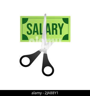 Salary cut green image. Business concept. Business icon. Flat design Stock Vector