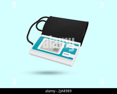 Blood pressure monitor on white background. Medical electronic tonometer. Automatic blood pressure monitor. Stock Photo