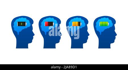 Brain, think loading concept with idea processed on a lightbulb bar. Vector stock illustration. Stock Vector
