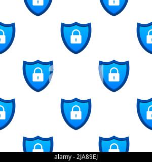 Cyber security vector logo with shield and lock pattern. Security shield concept. Internet security. Vector illustration. Stock Vector
