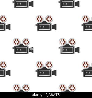 Retro video camera pattern for wallpaper design. Modern vector illustration. Flat design Stock Vector