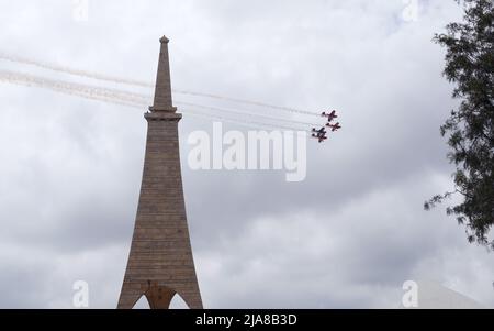 Nairobi, Kenya. 28th May, 2022. An aerobatic team performs during the Museum Air Show Festival in Nairobi, Kenya, on May 28, 2022. Credit: Dong Jianghui/Xinhua/Alamy Live News Stock Photo