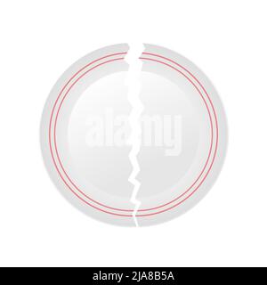 Icon with white broken plate on white background for concept design. Vector logo illustration. Round logo. Stock Vector