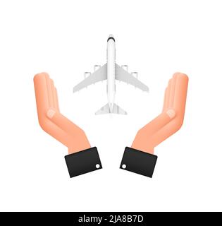 Airplane hand icon, great design for any purposes. Hand drawn paper airplane. Continuous line drawing. Vector icon Stock Vector