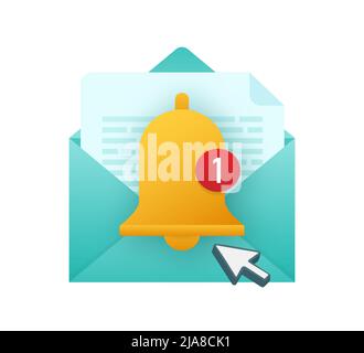 Enable reminder notification. Email notification. Message alert. Vector stock illustration. Stock Vector