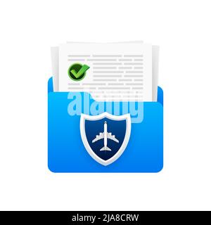 Travel insurance in flat style. Isometric vector illustration. Health insurance concept. Stock Vector