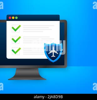 Travel insurance in flat style. Isometric vector illustration. Health insurance concept. Stock Vector