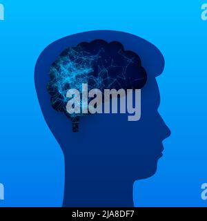 Cartoon icon on blue backdrop. Creative idea. Cartoon vector illustration. Cloud network. Technology network vector illustration. Future technology. Stock Vector