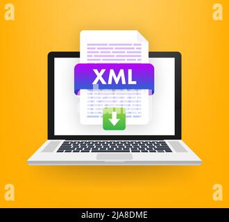 Flat xml for paper design. Flat isometric vector illustration. Design element. Computer technology isometric illustration. Stock Vector