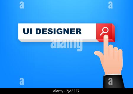 Ui designer recruitment, great design for any purposes. Vector flat design.3d search bar. Vector set. Stock Vector