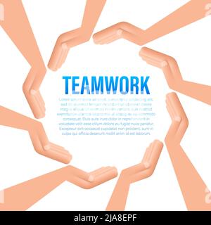 Abstract teamwork hands sign for concept design. Business concept. Teamwork, cooperation. Stock Vector