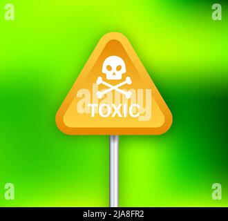 Doodle yellow illustration on green backdrop. Logo, label. Isolated vector illustration. Exclamation mark. Stock Vector