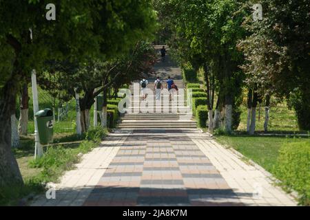 Bucharest, Romania - May 20, 2022: The campus park of the Polytechnic University of Bucharest. Stock Photo