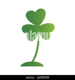 Three leaf Irish clover icon. Bright green shamrock, isolated on white,vector illustration Stock Vector