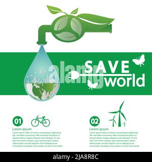world with eco-friendly concept ideas,Infographic template,Vector llustration Stock Vector