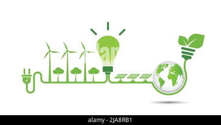 Energy ideas save the world concept Power plug green ecology Stock ...
