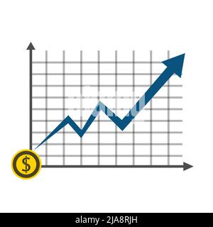 Business dollar coin concept growth chart on graph background,Vector illustration Stock Vector