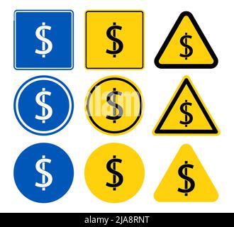 symbol coin dollar black icon on white background.vector illustration Stock Vector