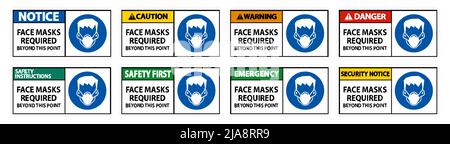 Face Masks Required Beyond This Point Sign Isolate On White Background Stock Vector