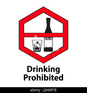 Drinking prohibited,No alcohol sign isolated on white background Stock Vector