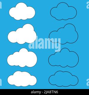 Clouds line art icon.Sky flat illustration collection for web,Vector llustration Stock Vector