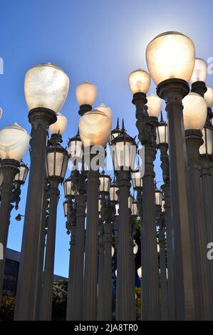 Urban Light, an art installation by Chris Burden, uses dozens of Victorian style Street Lights in Los Angeles