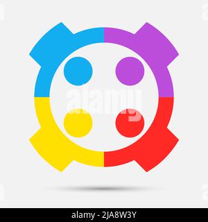 meeting room people logo.group of four persons in circle,Vector Illustration Stock Vector