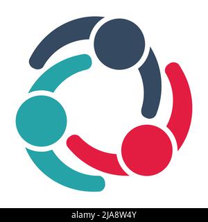 Group of three people in a circle.Teamwork meeting in the room.Powerful combined forces. Stock Vector