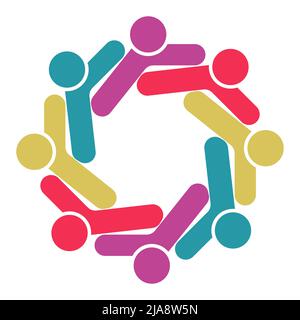 Vector graphic group connection logo.Eight people in the circle.logo team work Stock Vector