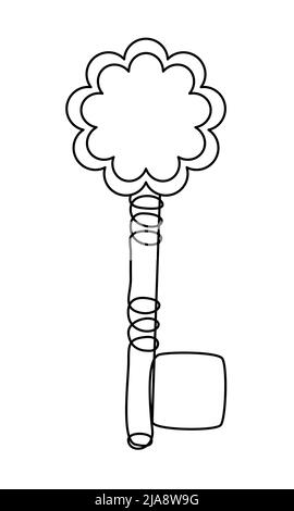 Continuous line key. Minimalist key illustration for hotel room, home, car, locker. Vector element for real estate sale Stock Vector