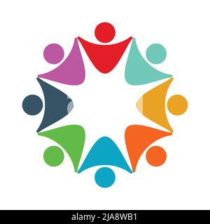 Concept Business Group connection logo,Eight people in the circle,meeting teamwork,Vector illustration Stock Vector
