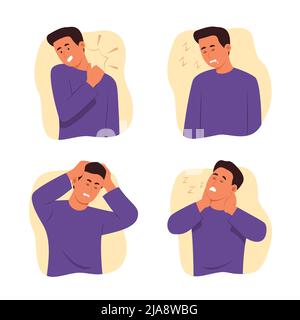 Tired Men Characters Set. Stock Vector