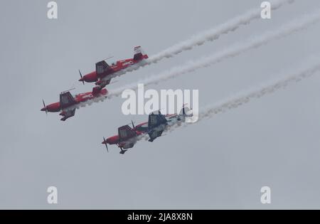 Nairobi, Kenya. 28th May, 2022. An aerobatic team performs during the Museum Air Show Festival in Nairobi, Kenya, on May 28, 2022. Credit: Long Lei/Xinhua/Alamy Live News Stock Photo