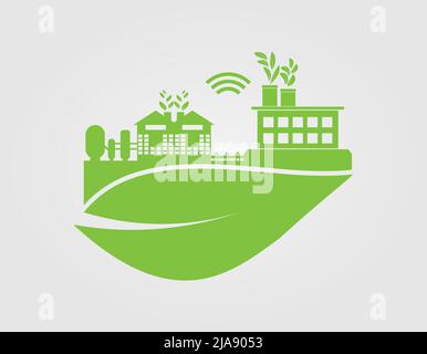 Factory ecology,Industry icon,Clean energy with eco-friendly concept ideas.vector illustration Stock Vector