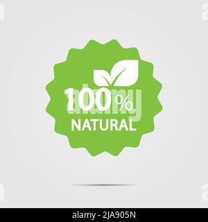 100 percent natural label. Vector illustration. Stock Vector