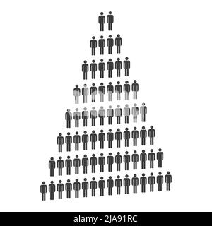 A group of people in the shape of a pyramid. Social hierarchy. Tower of Babel. Flat illustration isolated on white background. Stock Photo