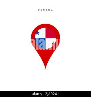 Teardrop map marker with flag of Panama. Panamanian flag inserted in the location map pin. Flat illustration isolated on white background. Stock Photo