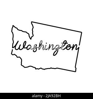 Washington US state outline map with the handwritten state name. Continuous line drawing of patriotic home sign. A love for a small homeland. T-shirt Stock Photo