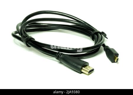 Close up HDMI cable isolated on a white background Stock Photo