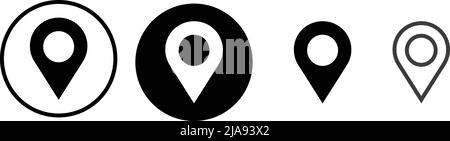 Pin icon set of maps consisting of black and white. . Simple vector and round vector. Editable vector. Stock Vector