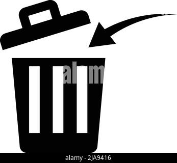 Arrow icon to throw trash and trash. Editable vector. Stock Vector